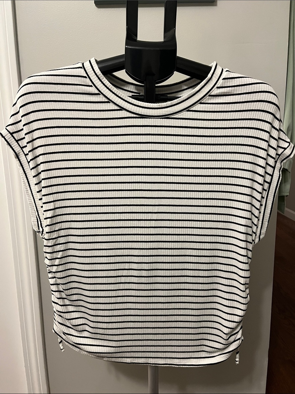 Cherish Black and White Striped Short Sleeve Crewneck Top - Size Small
